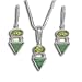 Sterling Silver Malachite and Peridot Pendant and Earrings Set by Sajen