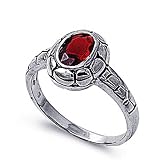 Rhodium Plated Sterling Silver Wedding & Engagement Ring Garnet Solitaire Ring 12MM ( Size 5 to 10)