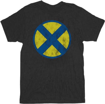  X-Men Distressed X Logo Black Adult T-shirt Tee