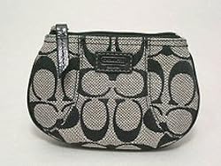 Coach Signature Soho Mini Skinny Coin Bag Case with Key Chain 42055 Black White