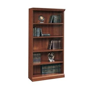 Planked Cherry Five Shelf Bookcase Planked Cherry by Sauder Office Furniture