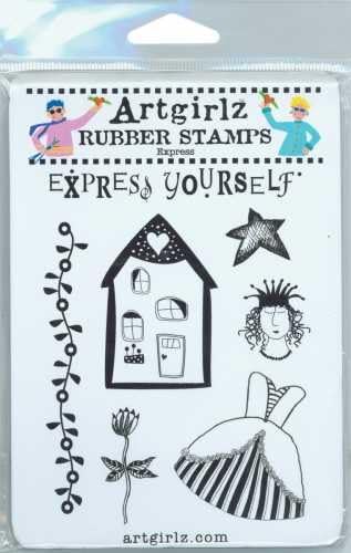 Artgirlz Unmounted Rubber Stamps with Mounting Foam (4.5 X 6 Inches) - Express Yourself