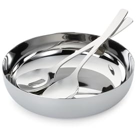 Alessi JM15 24SET Salad Serving Bowl with Salad Servers Gift Set by Alessi
