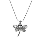 Delicate Silver Crystal Dragonfly Necklace