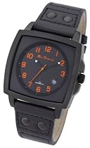 Ben Sherman Mens Black & Orange Dial Black Strap Watch