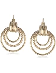 14k Yellow Gold Triple Circle Fine Drop Earrings