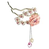 Handmade Shining Swarovski Crystal Pearl Flower Dangling Bend Hair Stick