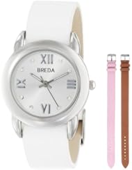 Breda Womens 8174-setA "Nina" Silver-Tone Watch Set with Four Interchangeable Faux Leather Bands