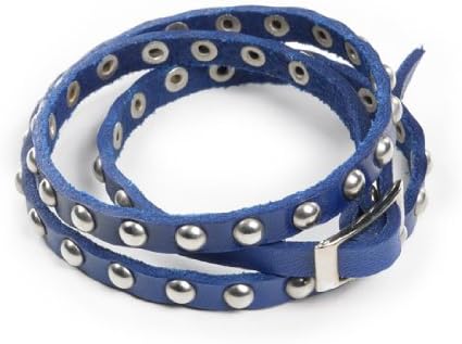 Fair Trade Leather Wrap Bracelet - Studded or Plain, Several Colors (Studded Indigo)