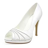 Women's Satin Upper Stiletto Heel Pumps/ Peep Toe With Ruched Wedding Bridal Shoes