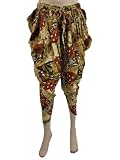 Women Trouser Printed Cream Brown Cotton Harem Bohemian Capri Pant