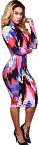 Women long sleeve fashion printing hot sexy bodycon dress cocktail party dress L