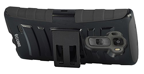 LG G Flex Case, ECUME Dual Armor Skin Combo Cover Protective Case w/  Stand Belt Clip Holster For LG G Flex Black