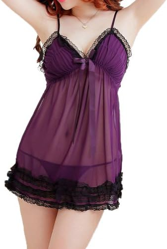 ROSEMANDY Lingerie Women's Lace Sheer Straps Lingerie Set with G-String