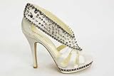 Womens Beige Satin Diamante Evening Sandals Shoes