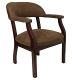 Guest Chair / Visitors Chair - Traditional Captain's Chair with Bomber Jacket Microfiber - B-Z105-BRN-GG