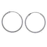 EXP Sterling Silver Hammered-Design 3/4-Inch Hoop Earrings