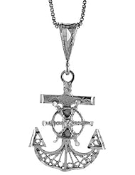 Sterling Silver Filigree Mariners Cross Pendant, 1 inch