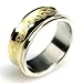Stainless Steel Concave Gold Inlay Dragon Cubic Zirconia Band Ring - Men