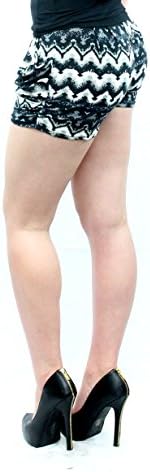 Angel Fabric Loose Fit Harem Shorts (Small/Medium, Black White Geometric)