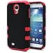 Galaxy S4 Case, MagicMobile Hybrid Impact Shockproof Protective Case for Samsung Galaxy S4 Cover Hard Armor Shell and Soft Silicone Skin Layer [ Black - Red ] with Screen Protector and Stylus
