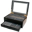 Valet Storage Case Jewelry Watch Pen Eyeglass Box Black Leather
