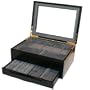 Valet Storage Case Jewelry Watch Pen Eyeglass Box Black Leather