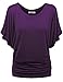 Amstt Womens Pure Color Short Sleeve Boat Neck Dolman Drape Tunics Top