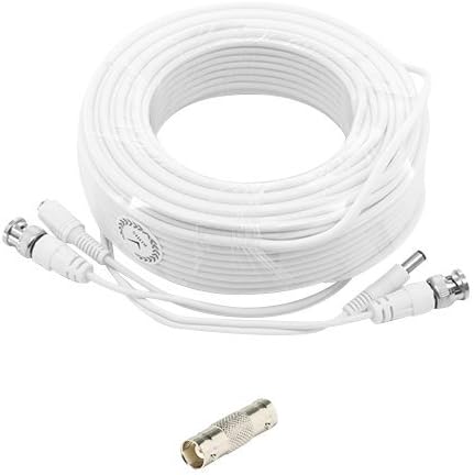 WHITE PREMIUM 60FT HIGH QUALITY BNC CABLES FOR 8 CH SWANN SYSTEMS Dvr8-1000