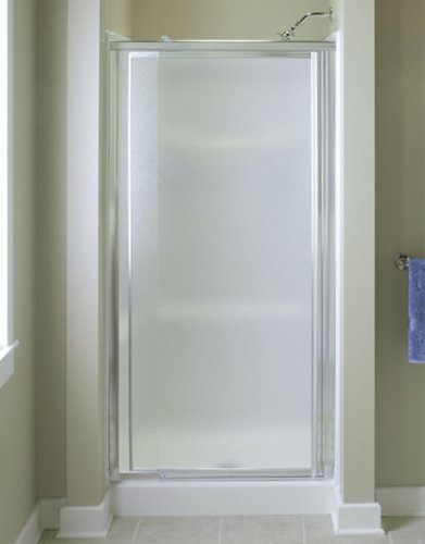 Sterling 1530D-42PB Vista Pivot II Shower Door 69H x 36 - 42W Pebble Glass Polished Brass