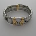 Bulgari 18k Yellow Gold And Steel Cuff Bracelet From The Parentesi Collection