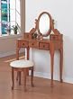 Traditional Style Oak Finish Vanity Set w/Stool