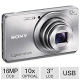Sony Cyber-shot DSC-W690 16.1 MP Digital Camera with 10x Optical Zoom and 3.0-inch LCD (Silver) (2012 Model)