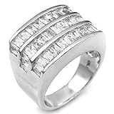Sterling Silver Cubic Zirconia CZ Man Ring - size 10