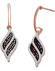 10k Rose Gold Cognac and White Diamond Drop/Dangle Earrings (0.50 carat, H-I Color, I1 Clarity)