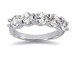 2.50 Prong Set 5 Stone Diamond Wedding Band in 18K White Gold