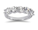 2.50 Prong Set 5 Stone Diamond Wedding Band in 14K White Gold