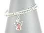 Beautiful Inspirational Pink Ribbon Angel Charm Bangle Bracelet ~ Silver Tone on a Message Gift Card and FREE Bookmarker!