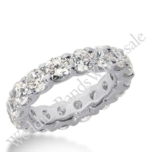 950 Platinum Diamond Eternity Wedding Bands, Wide Shared Prong Setting 6.00 ct. DEB16745PLT - Size 10