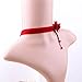 Charm.L Grace Red Flower Lace Gothic Lolita Beads Pendant Choker Necklace