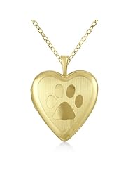 Photo Locket Heart Shaped Pendant Necklace With Dog Paw Engraving For Women 14K Yellow Gold Vermele