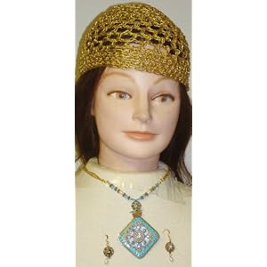 Genuine Gold Plated Short Chain Necklace with Fancy Square Pendant and Earrings Offered in...