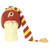 Washington Redskins Cuffed Super Long & Striped Winter Knit Hat - Burgundy / Yellow / White