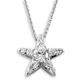 White Gold Plated Sterling Silver Star CZ Necklace