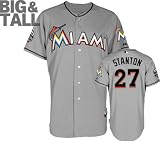 Mike Stanton Jersey: Big & Tall Miami Marlins #27 Road Grey Authentic Cool Base&Atilde;&cent;"&Acirc;&cent; Jersey with Marlins Park Inaugural Season Patch
