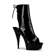 5 3/4 Inch Heel Sexy Peep Toe Ankle Boot Open Back Mid Platform Black