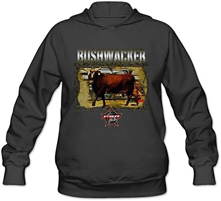Women PBR Professional Bull Riders Bushwacker Cow Boy Hoodies Black