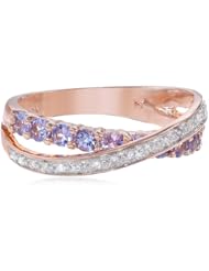 Sterling Silver Tanzanite and Diamond Crossover Ring (0.1cttw, G-H Color, I2-I3 Clarity)