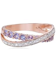Sterling Silver Tanzanite and Diamond Crossover Ring (0.1cttw, G-H Color, I2-I3 Clarity)