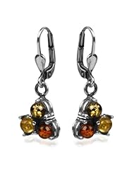 Sterling Silver Multi-Color Amber Designer Earrings
